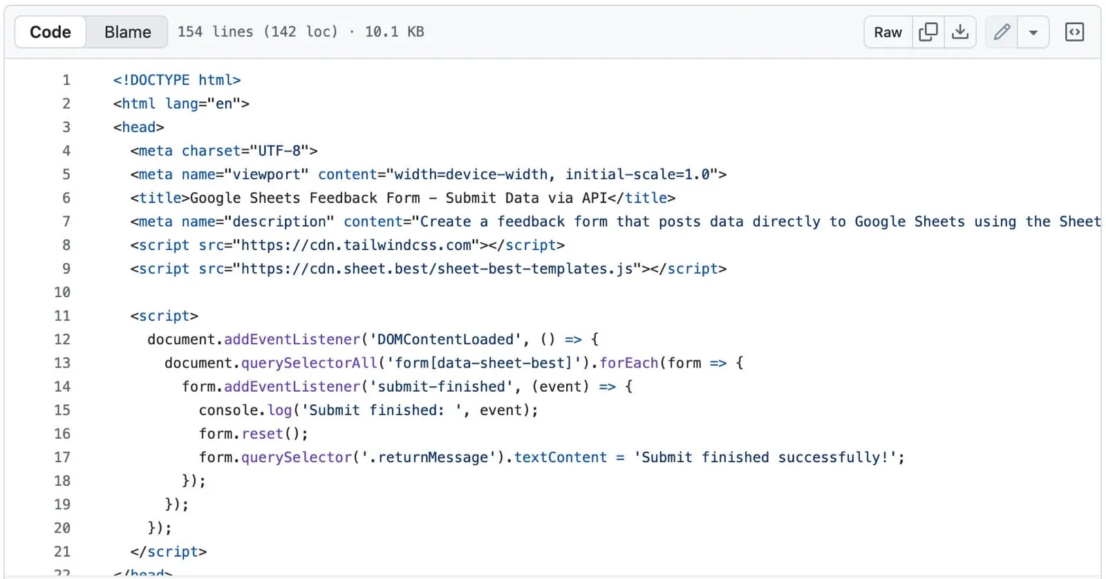 Clean, well-commented template code